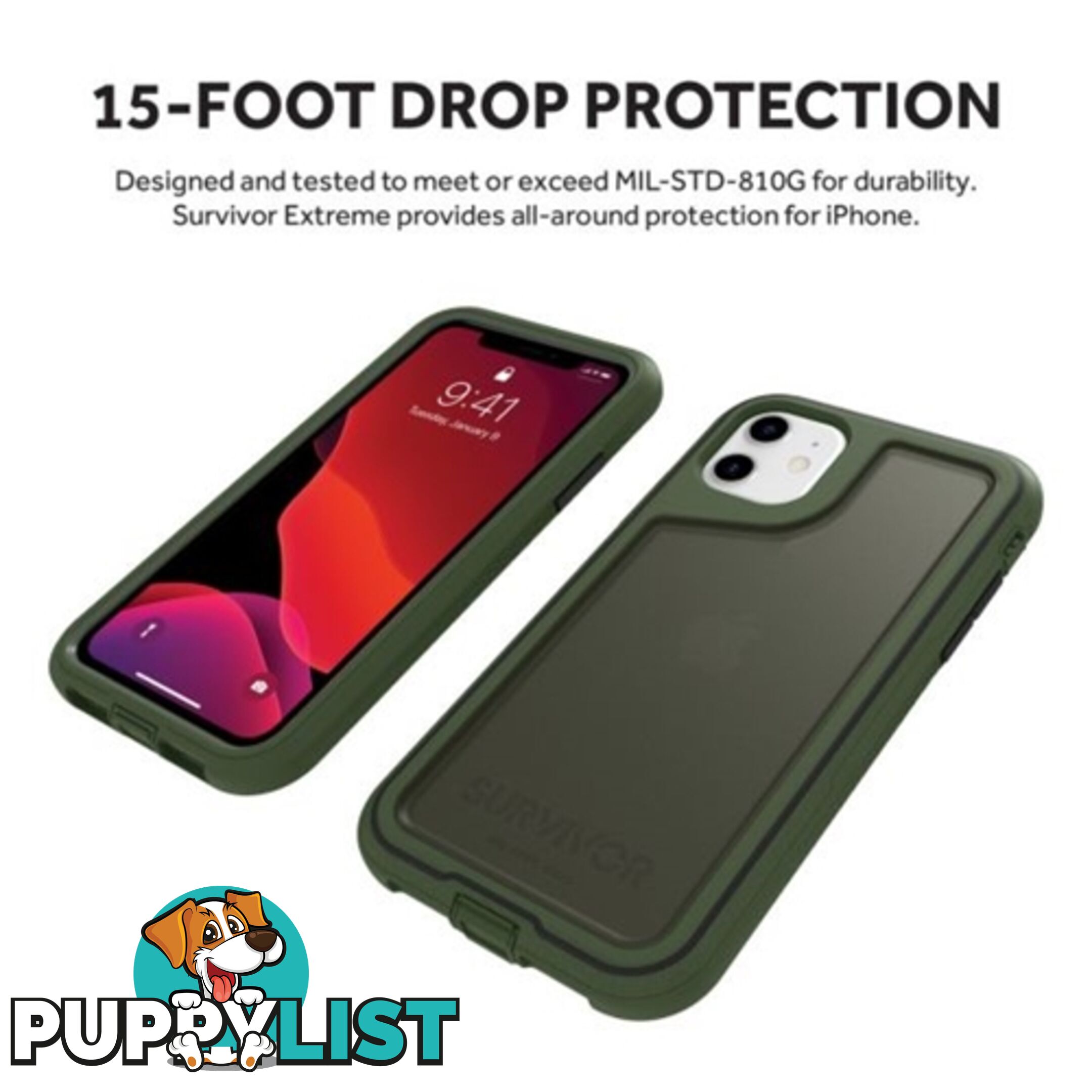 Griffin Survivor Extreme Rugged Case for iPhone 11 - Green - 191058106858/GIP-032-GBK - Griffin