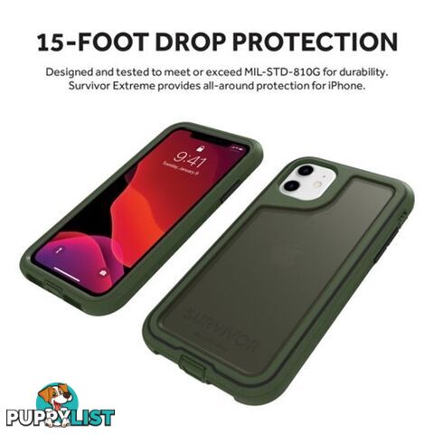 Griffin Survivor Extreme Rugged Case for iPhone 11 - Green - 191058106858/GIP-032-GBK - Griffin