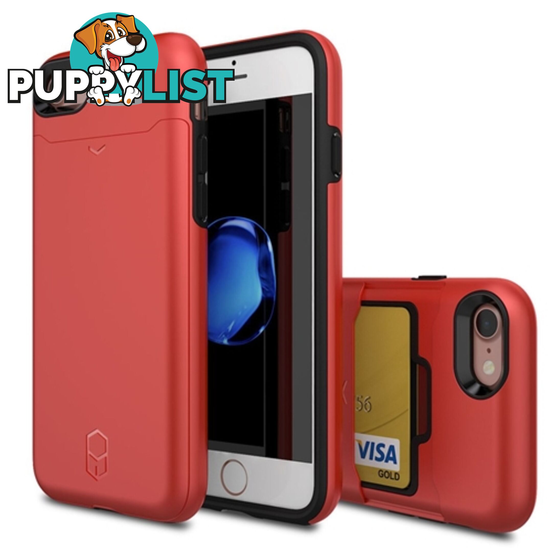 Patchworks ITG Level Card Protection Case iPhone 8 / 7 w/ Card Slot - Red - 8809453316223/ITGL904 - Patchworks