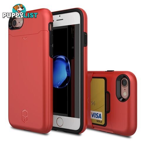 Patchworks ITG Level Card Protection Case iPhone 8 / 7 w/ Card Slot - Red - 8809453316223/ITGL904 - Patchworks