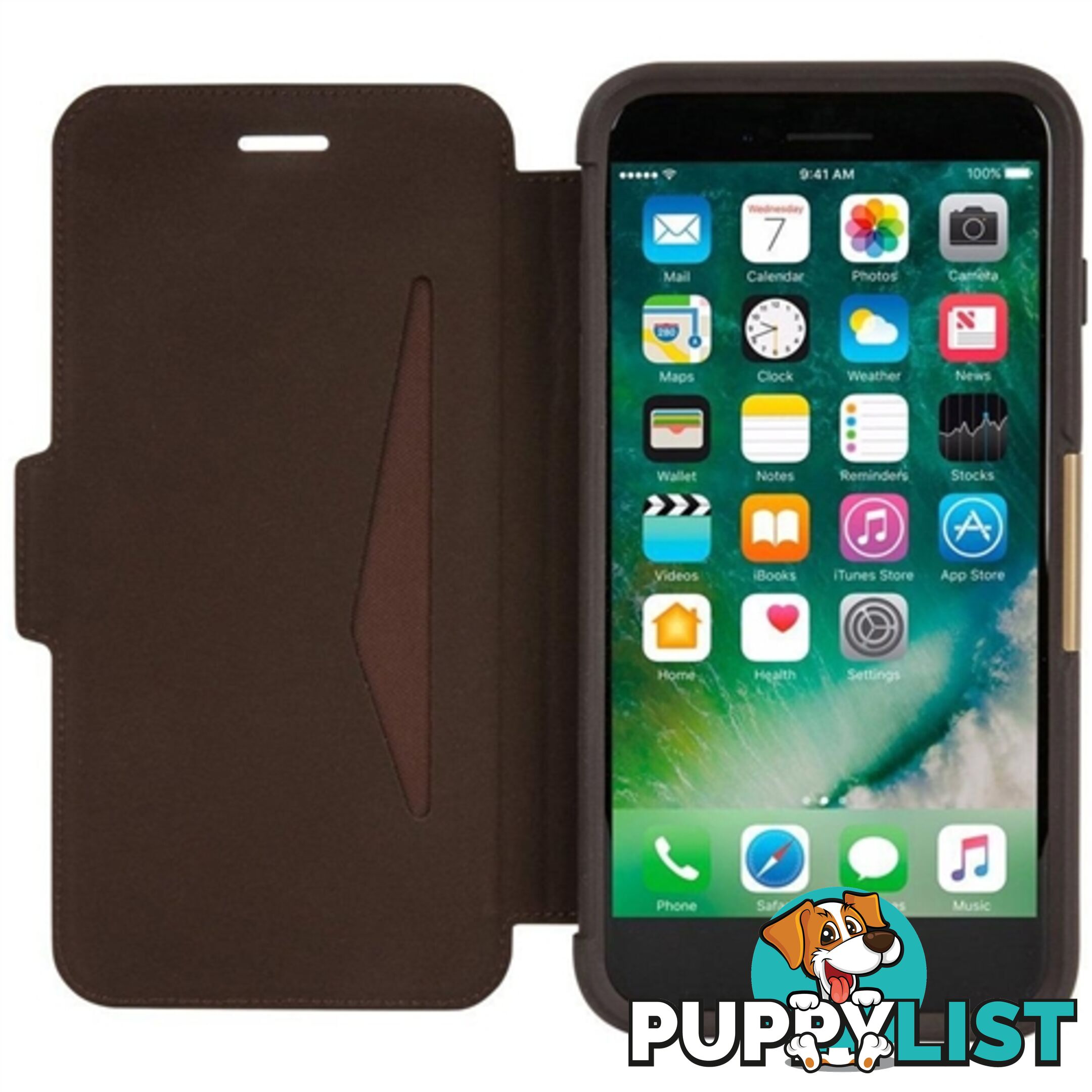 OtterBox Strada Tough Leather Folio Case iPhone 8+ / 7+ Espresso Brown - 660543428879/77-56967 - OtterBox