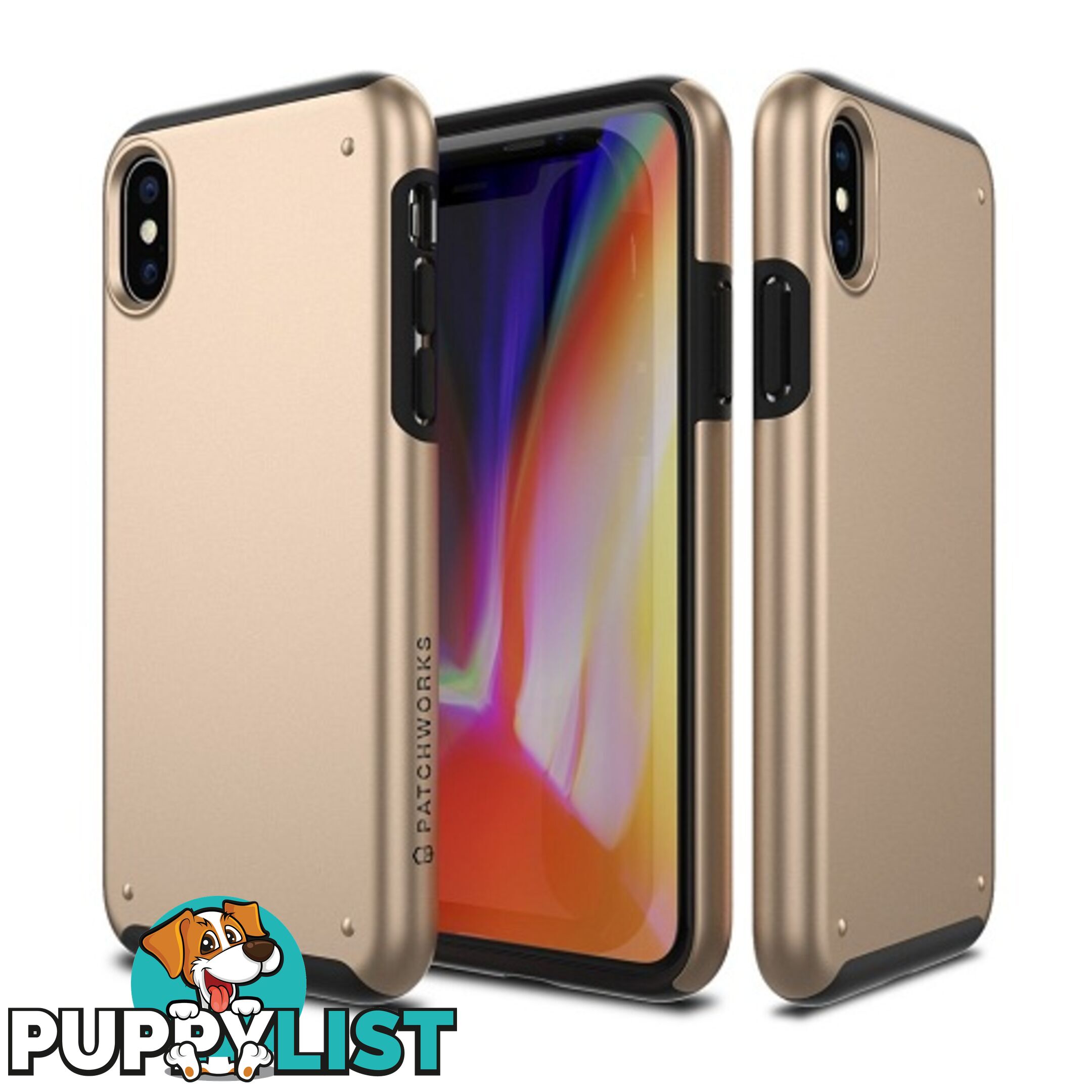 Patchworks Chroma Metalic Rugged Case for iPhone X - Gold / Black - 8809453318487/CRA85 - Patchworks