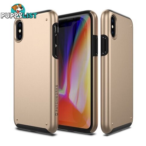 Patchworks Chroma Metalic Rugged Case for iPhone X - Gold / Black - 8809453318487/CRA85 - Patchworks