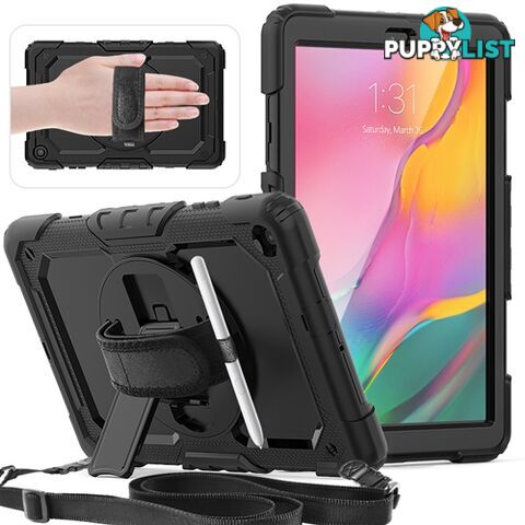 Rugged Protective Case Hand & Shoulder Strap Samsung Tab A 10.1 2019 - Black - SDK-TABA101-2019-BK - Generic