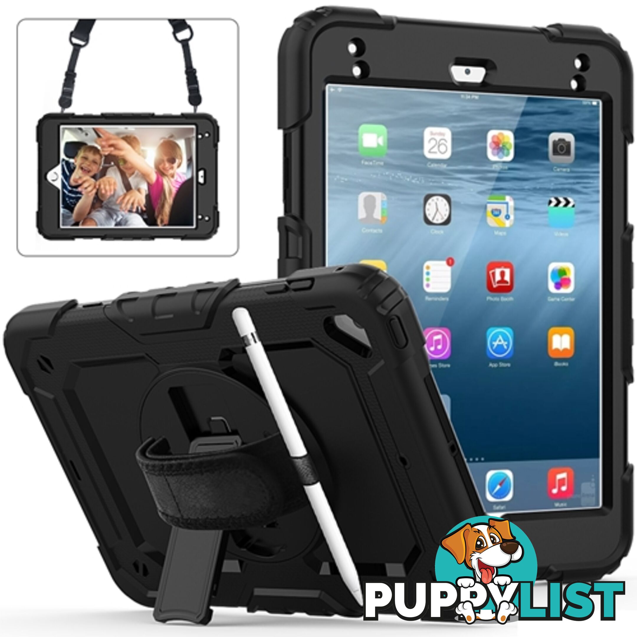 Rugged Protective Case Hand & Shoulder Strap iPad Air 3 / Pro 10.5 inch - Black - SDK-IPD105-2019-BK - Generic