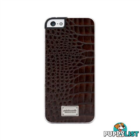 Patchworks Leather Snap Back Case iPhone 5 / 5S / SE 1st Gen Croco Style - Dark Brown - 8809327544615/7435 - Patchworks