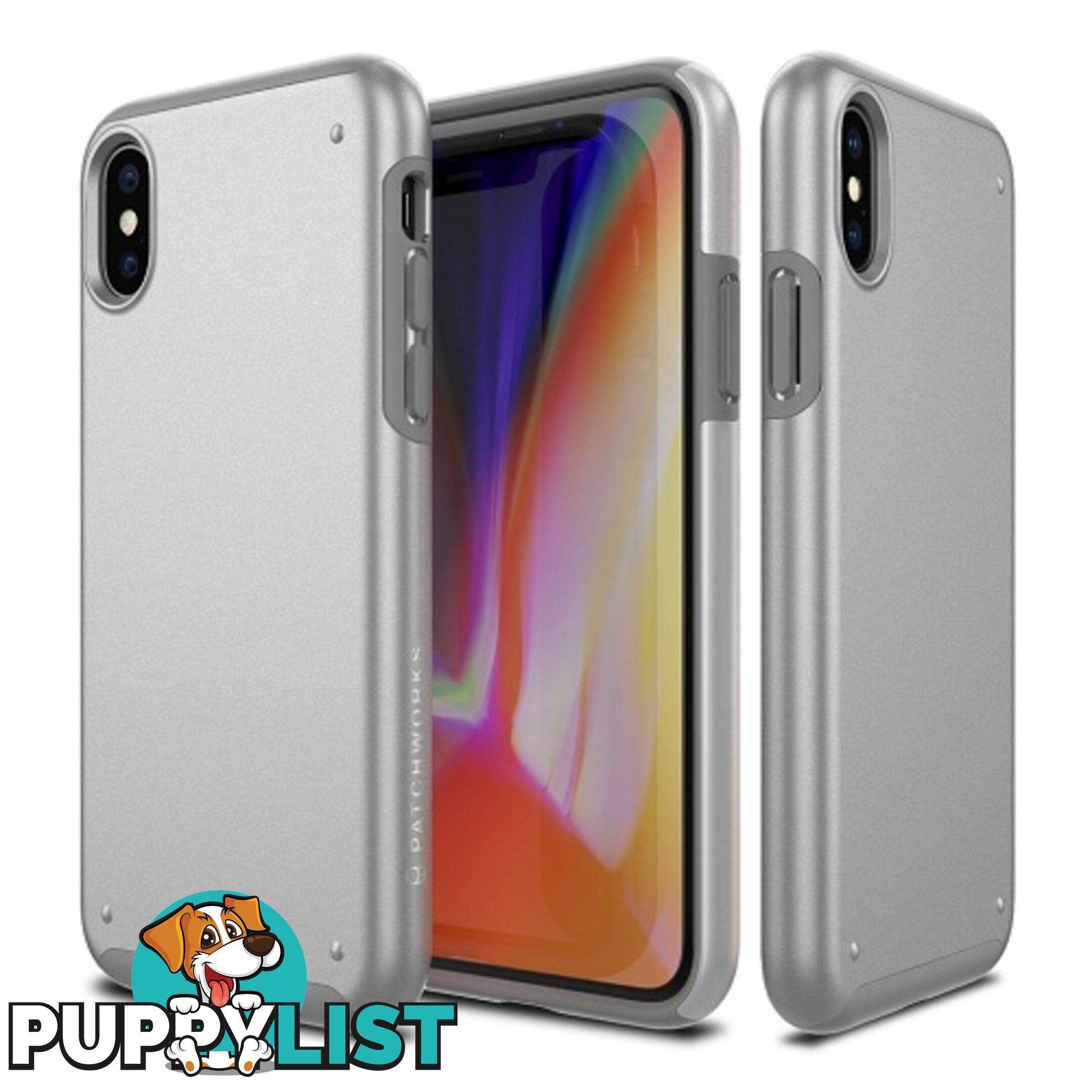 Patchworks Chroma Metalic Rugged Case for iPhone X - Silver / Black - 8809453318470/CRA84 - Patchworks