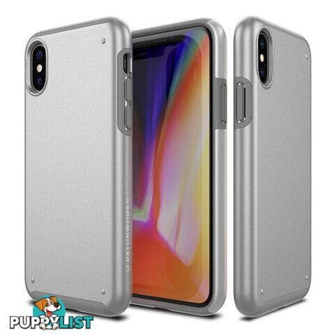 Patchworks Chroma Metalic Rugged Case for iPhone X - Silver / Black - 8809453318470/CRA84 - Patchworks