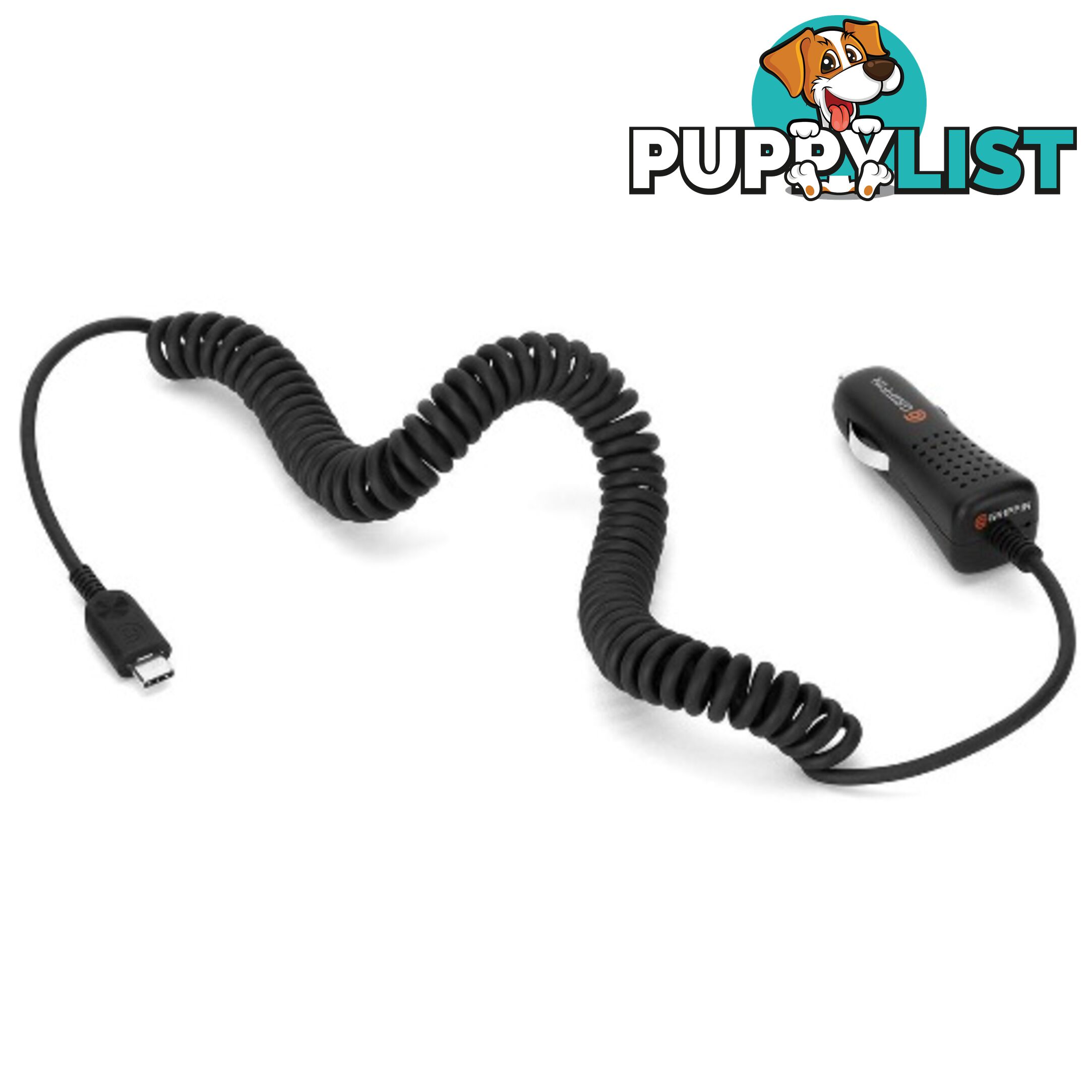 Griffin PowerJolt SE 3.0A Car Charger Coiled USB-C - Black - 685387428496/GC42106 - Griffin