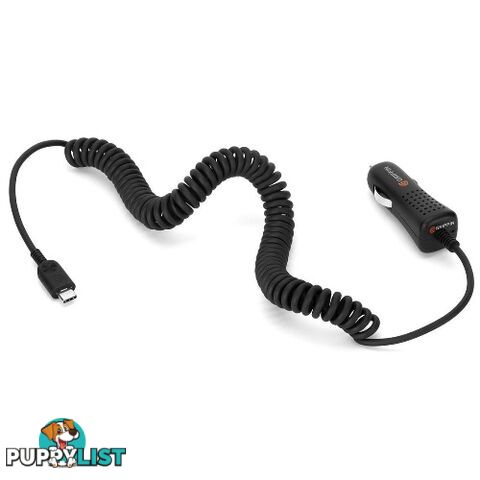 Griffin PowerJolt SE 3.0A Car Charger Coiled USB-C - Black - 685387428496/GC42106 - Griffin