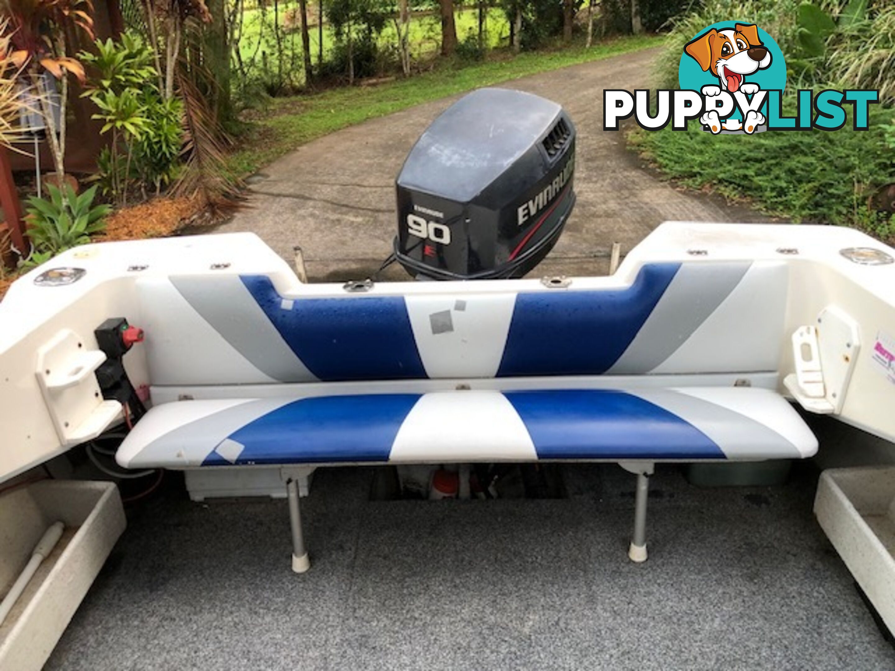 1996 Seafearer powered by Evinrude on trailer 