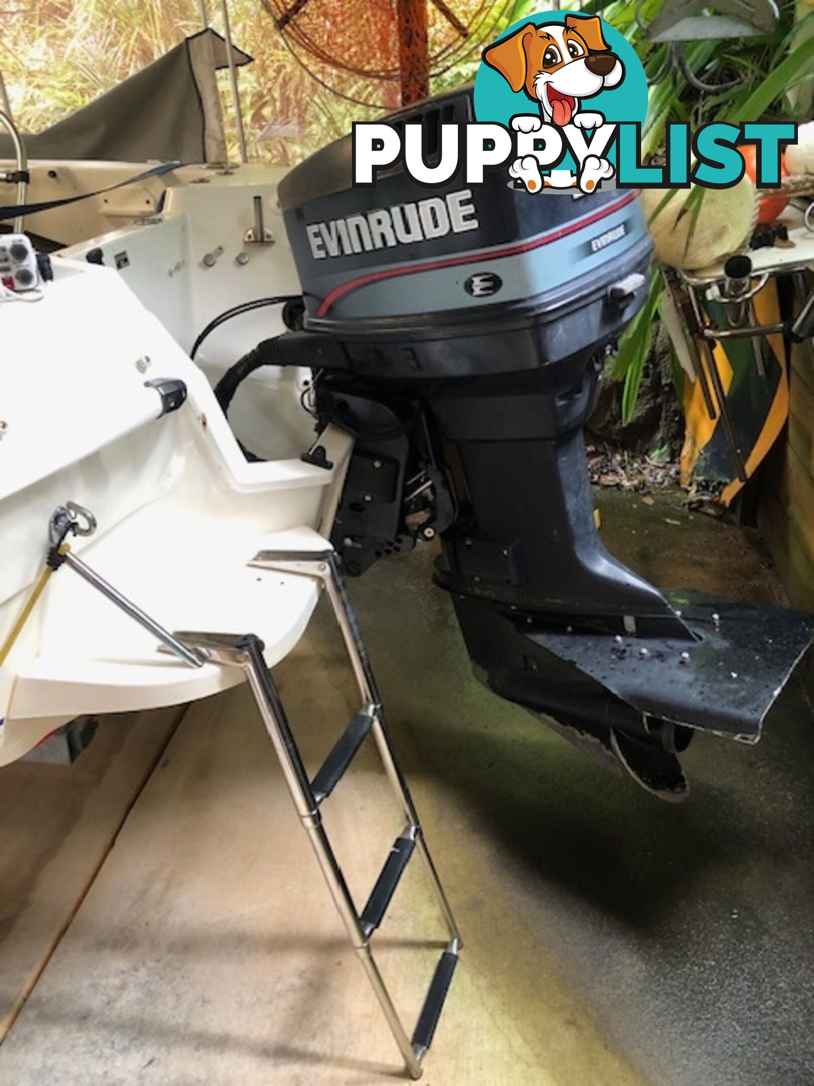 1996 Seafearer powered by Evinrude on trailer 