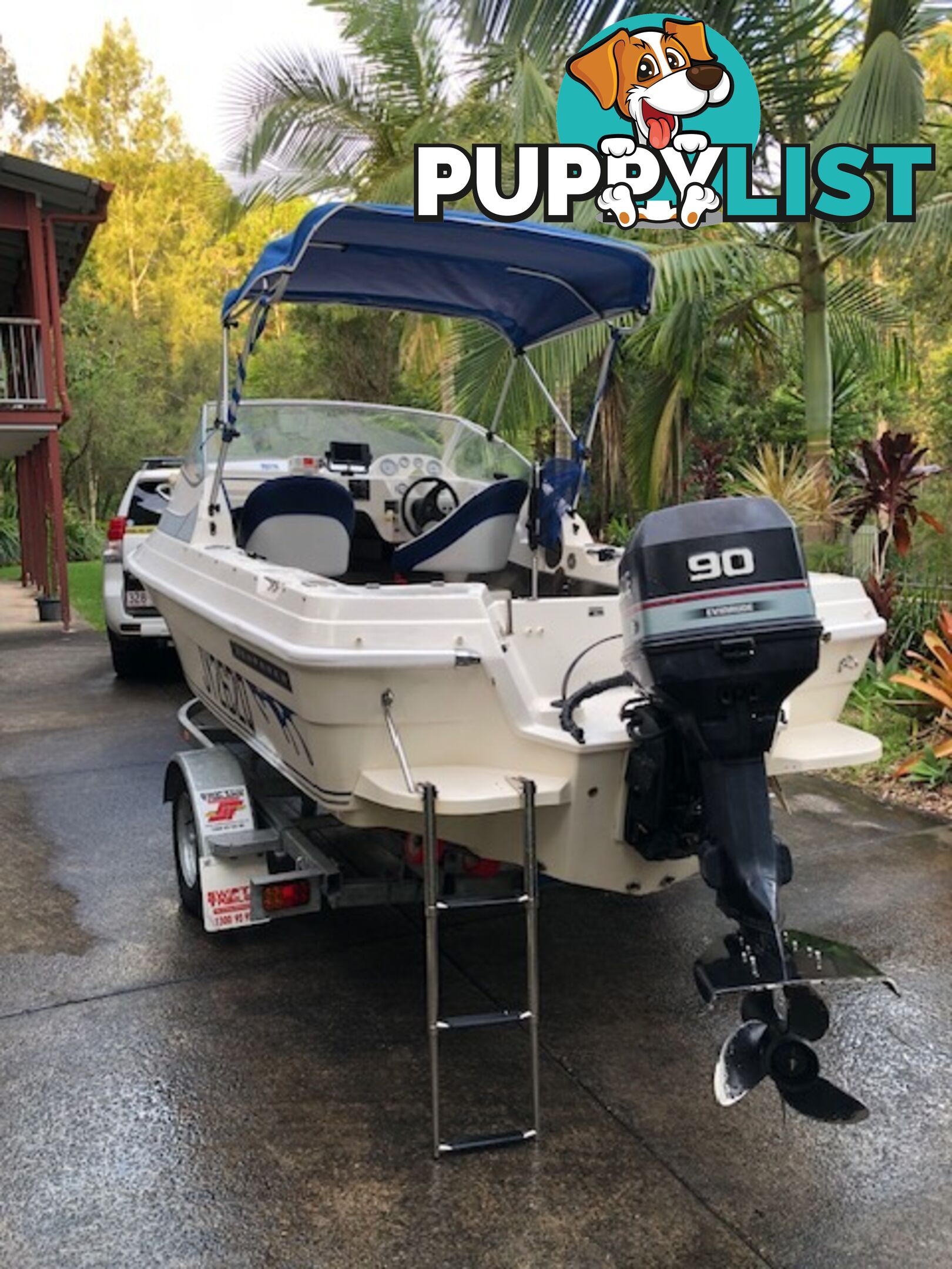 1996 Seafearer powered by Evinrude on trailer 
