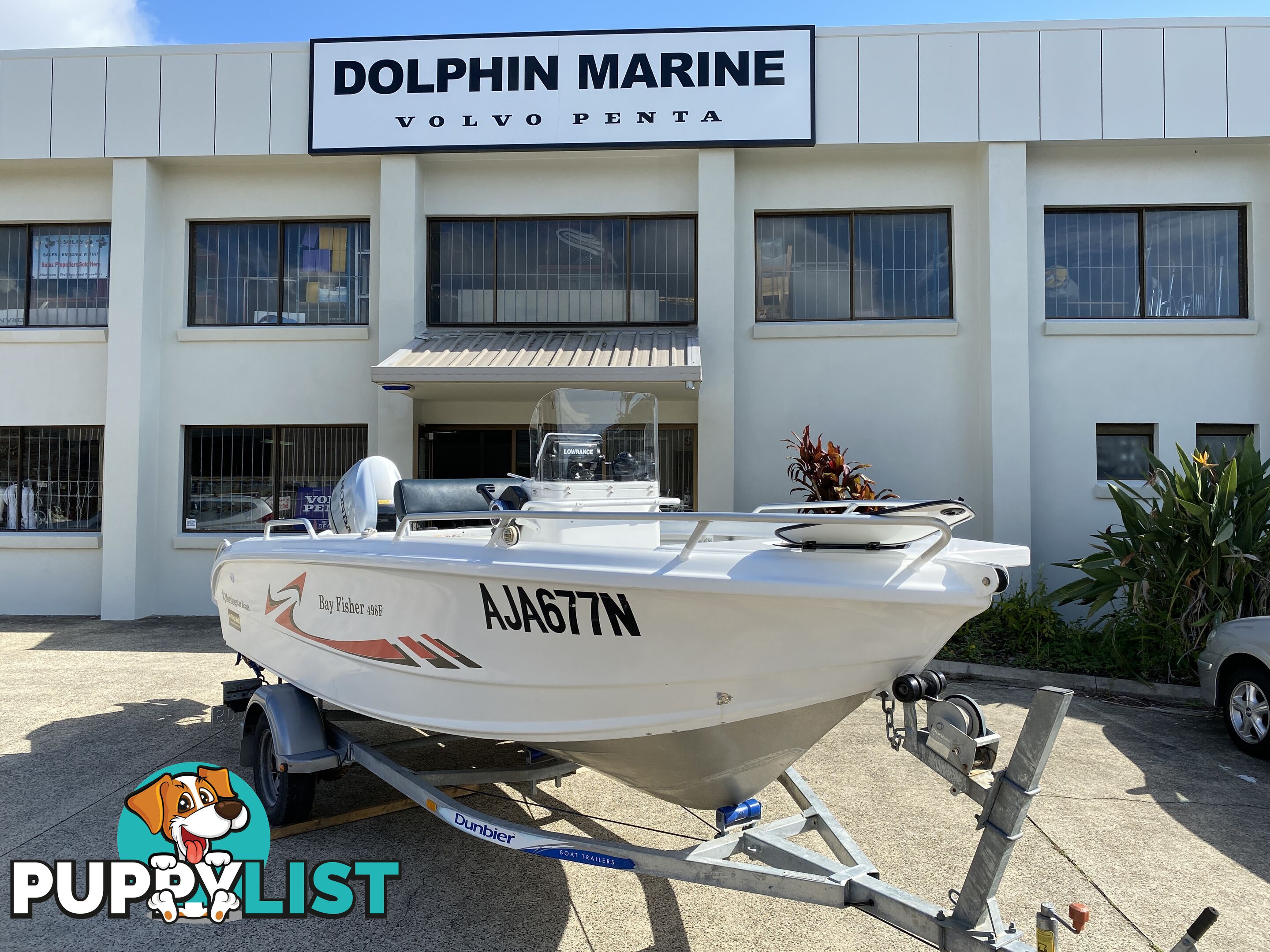 2015 Morningstar Bayfisher 498 with 60hp Honda on Galvanized Dunbier trailer