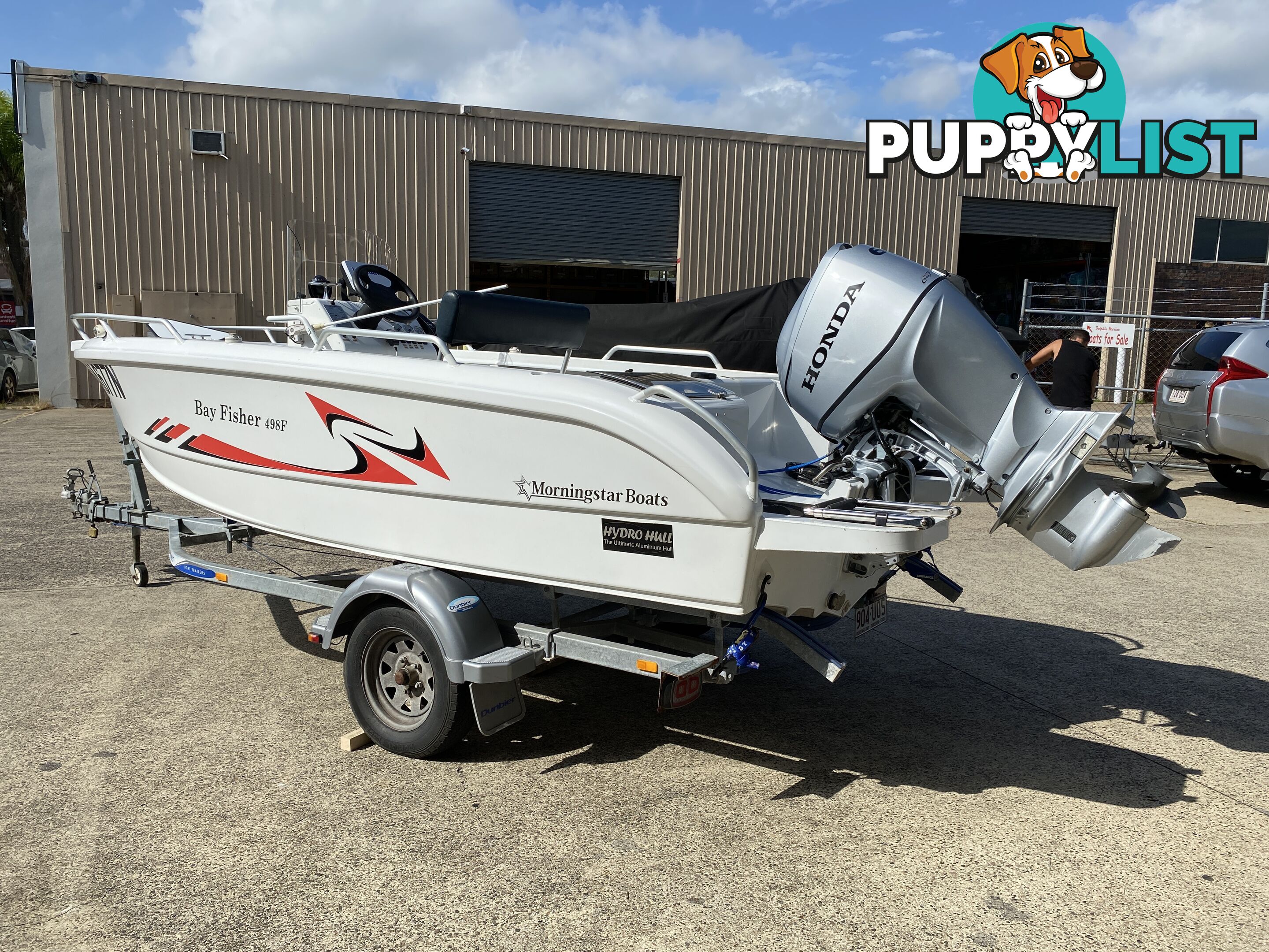 2015 Morningstar Bayfisher 498 with 60hp Honda on Galvanized Dunbier trailer