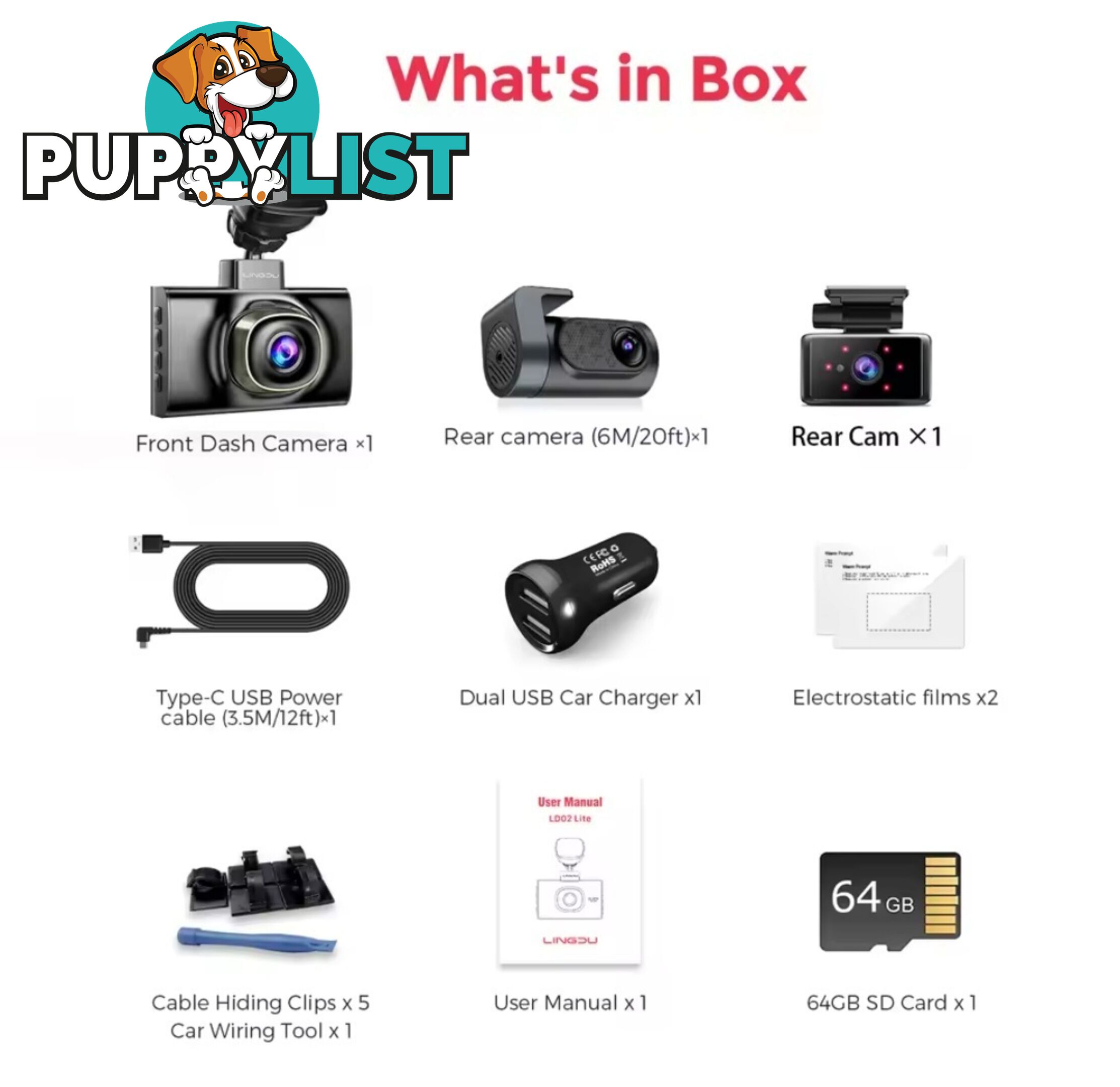 5K LINGDU DashCam 3 Cameras, Ultra HD, WiFi, GPS 3 inch IPS Screen, WDR Night Vision Good quality