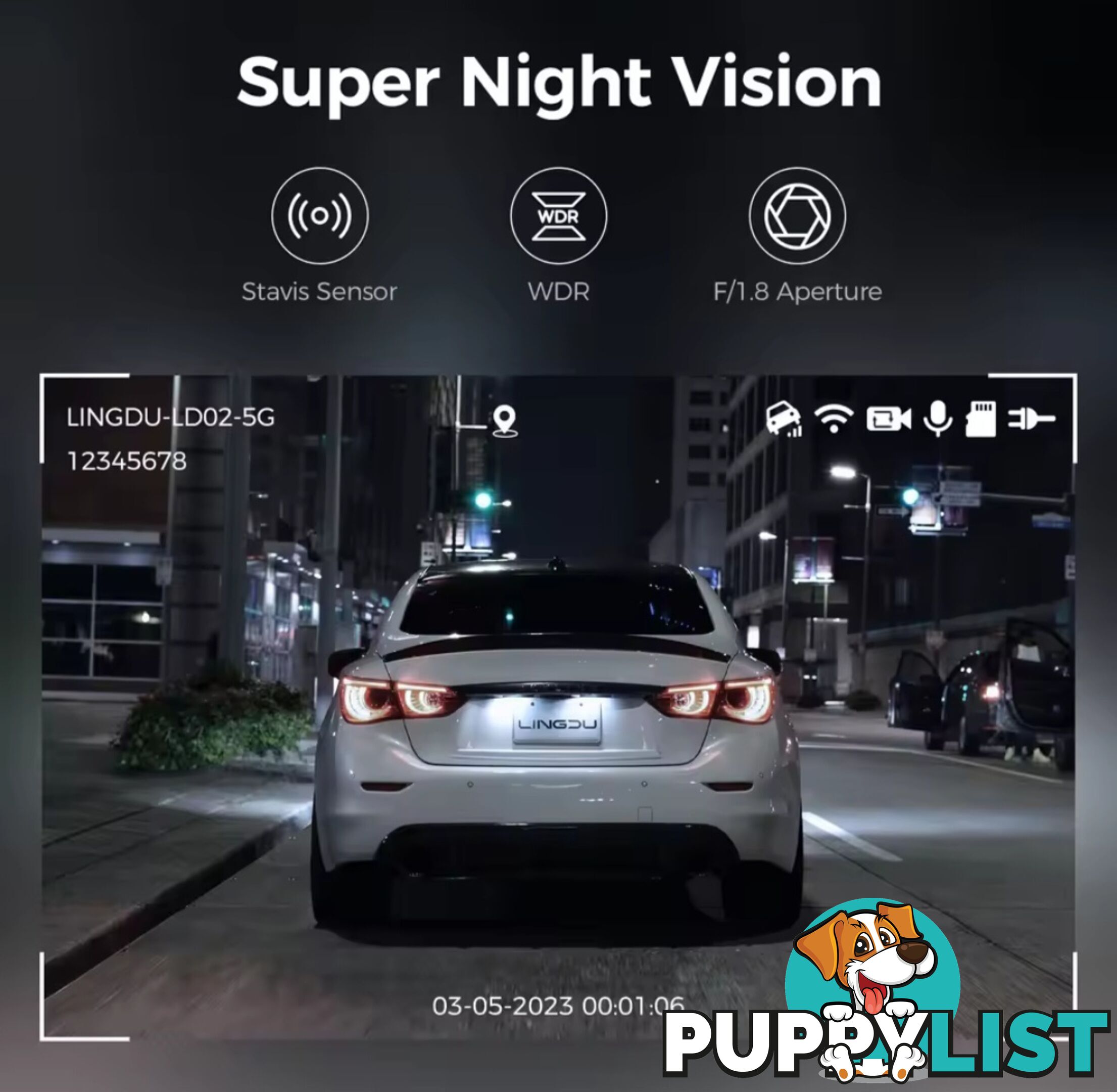 5K LINGDU DashCam 3 Cameras, Ultra HD, WiFi, GPS 3 inch IPS Screen, WDR Night Vision Good quality