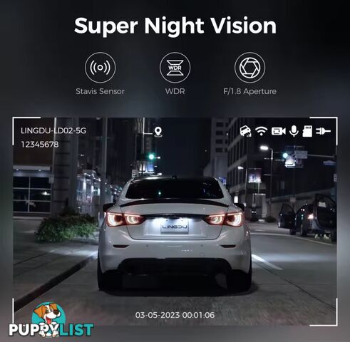 5K LINGDU DashCam 3 Cameras, Ultra HD, WiFi, GPS 3 inch IPS Screen, WDR Night Vision Good quality