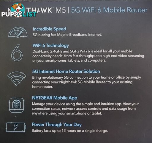 Netgear NIGHTHAWK M5 MR5100 MOBILE BROADBAND 5G Modem ROUTER