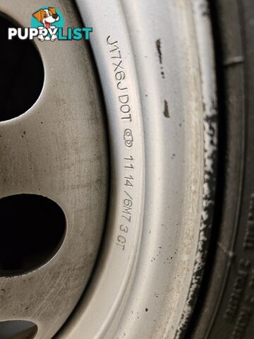 Toyota 17x6 Steel wheel and tyre.