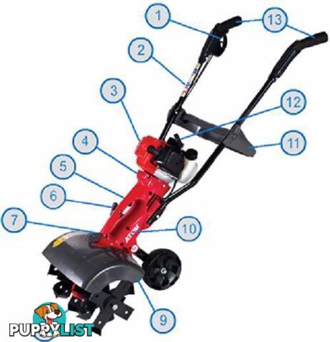 Atom tiller 6 tine 26cc deluxe semi-pro 2stroke engine350mm753-6T