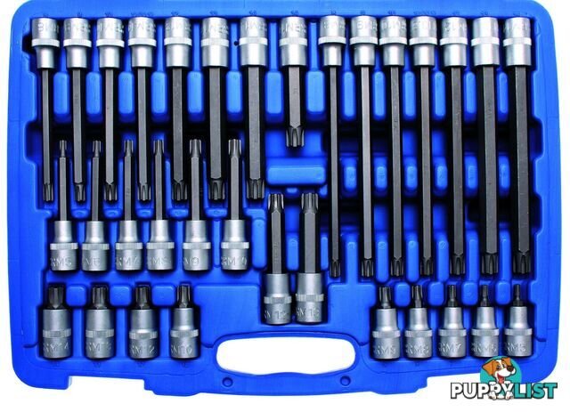 BGS Germany 32-piece Best Quality Ribe Bit Hardened 1/2" Drive Socket Set M5-M14