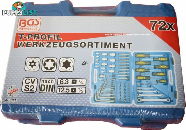 BGS Germany 72-pcs Multi Tool Kit 1/4"dr 1/2"dr Screwdrivers Socket Set Spanners