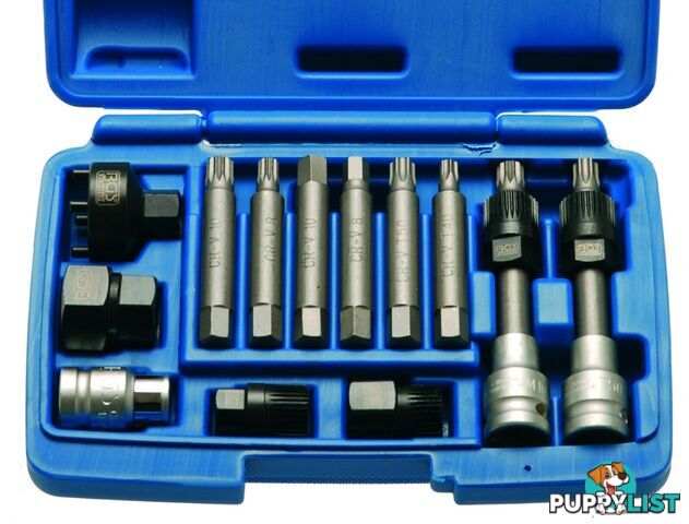 BGS Germany 12-pcs 1/2" Drive Alternator Belt Pulley Bit Socket Set Hex Spline