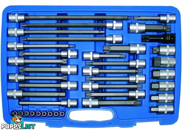 BGS Germany 38-pc Mechanics Spline Ribe Torx Socket Set 1/4" Drive 1/2" Drive