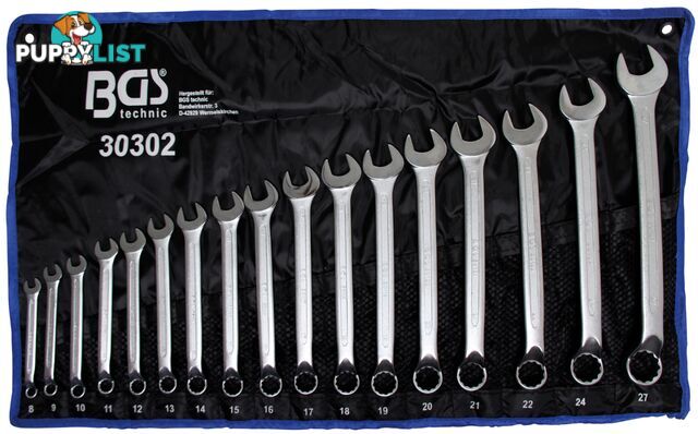 BGS Germany 17-pcs Combo Open and Ring Ended Cr-V Spanner Set Offset Ring 8-27mm