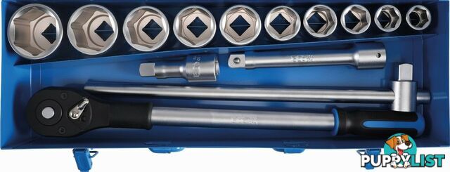 BGS Germany 14-piece Reversible Ratchet Wrench Hex Socket Set 3/4" Drive 22-50mm