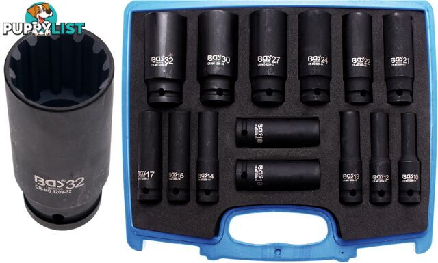 BGS Germany 14pc 1/2"Drive Metric SAE Impact Wrench Driver Rattle Gun Socket Set