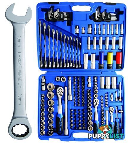 BGS Germany 176-pcs Ratchet Wrench Metric SAE AF Socket Set 1/2"Dr 3/8"Dr 1/4"Dr