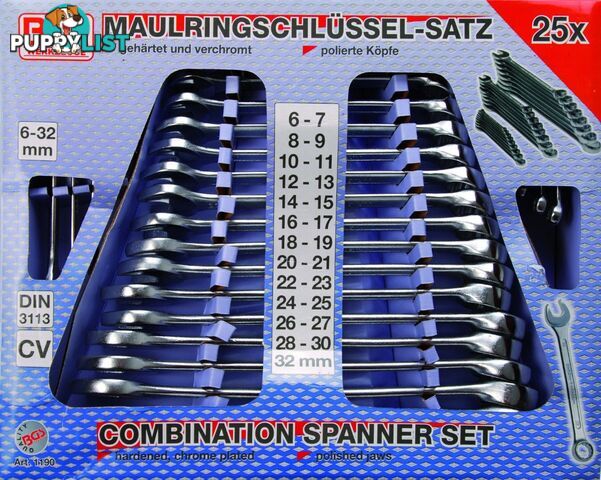 BGS Germany 25-pieces Quality Combo Open & Ring Ended Spanner Set Metric 6-32mm