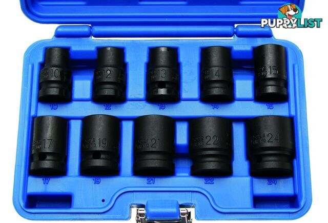 BGS Germany 10-pcs 1/2" Drive Impact Wrench Driver Rattle Gun Socket Set 10-24mm