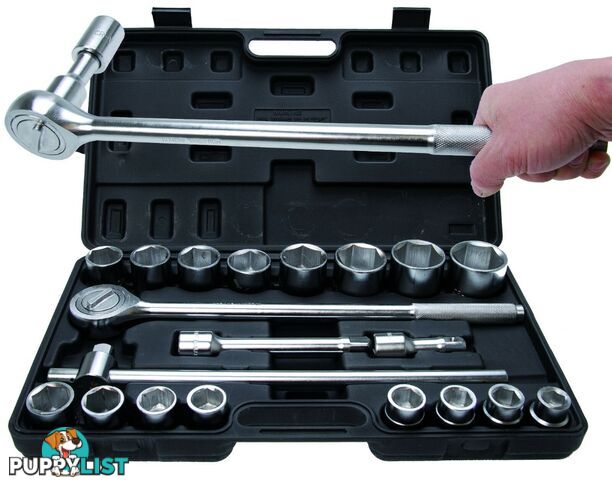 BGS Germany 20-pcs Reversible Ratchet Wrench Socket Set 3/4"drive Metric 19-50mm