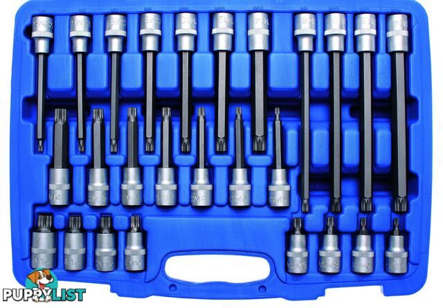 BGS Germany 26-pc Metric Impact Spline Bit Socket Set M5-M16 1/2" Drive Tool Set