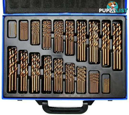 BGS Germany 170-pcs Twist Drill Bit Set HSS 5% Cobalt Metric 1-10mm Hard Steel