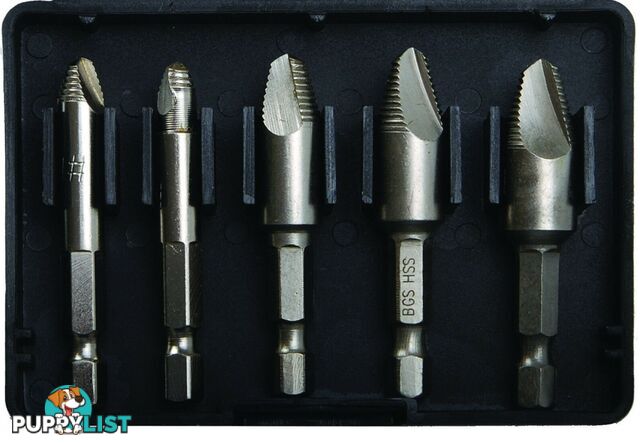 BGS Germany 5-pc Cordless Drill Screw Extractor Set Phillips Torx Hexagon Hex A+