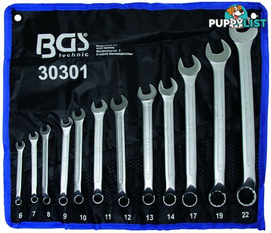 BGS Germany 12-pcs Combo Open and Ring Ended Spanners Offset Ring 6-22 mm Wallet