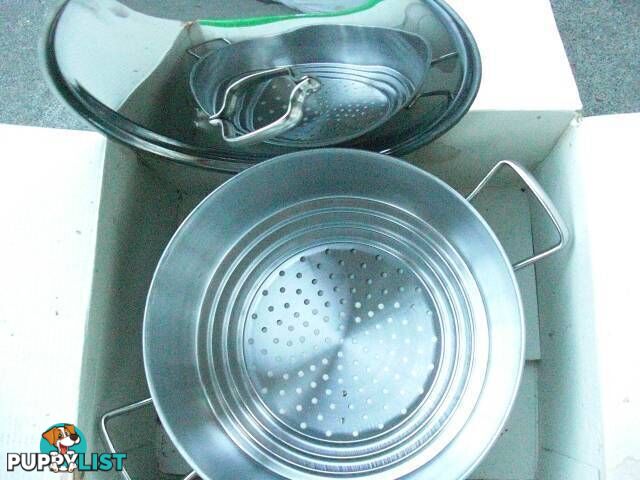 *RECORD ACCIAIO LARGE STAINLESS STEEL STEAMER & LID MADE IN ITALY