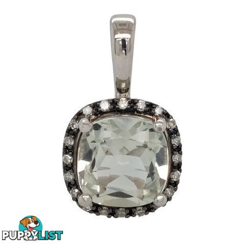 9ct W/G Mint Quartz & Dia Pendant