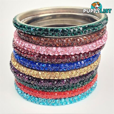 Lot of 10 Crystal Bangles-Assorted Colours & Sizes