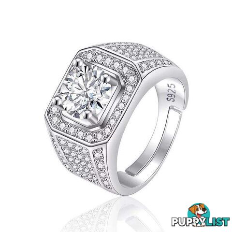 18k White Gold Plated 1.00carat Round Simulated Diamond Adjustable Ring