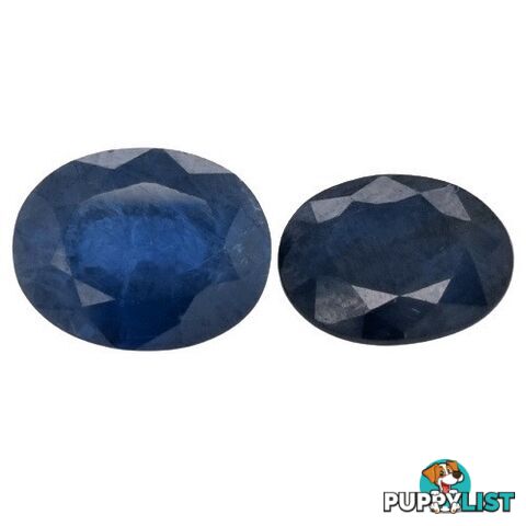 Lot of 2 Oval Synthetic Blue Sapphires