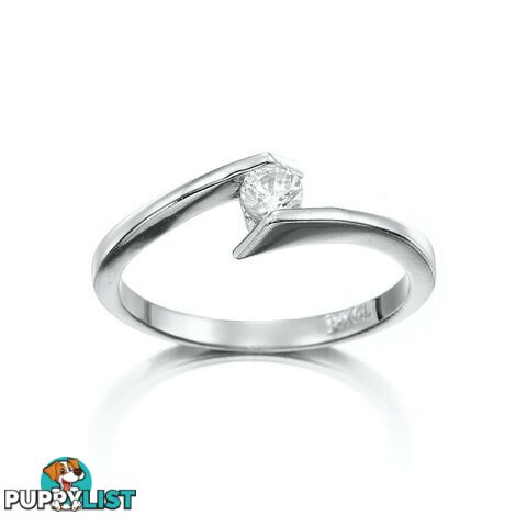 Stunning Rhodium Plated Simulated Diamond Ring - US Size 6