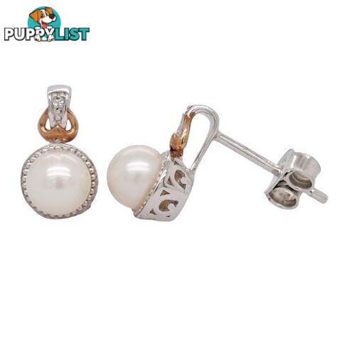 Two Tone - Silver & Pearl Earrings