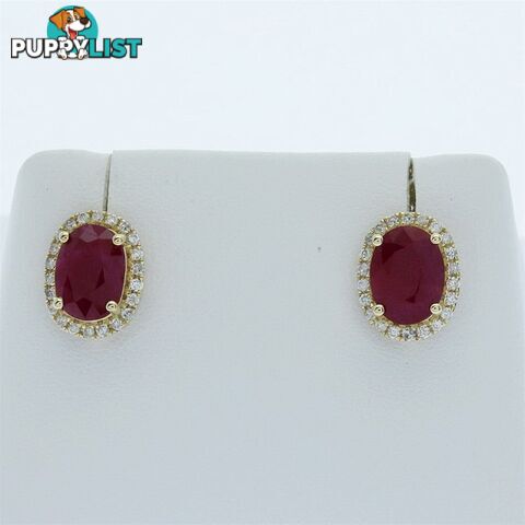 9ct Yellow Gold, 3.39ct Ruby and Diamond Earring