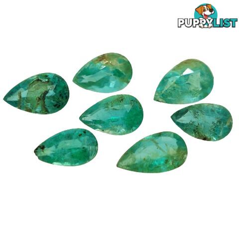 Lot of 7 Pear & 1 Oval cut Natural Emeralds-Medium Colour