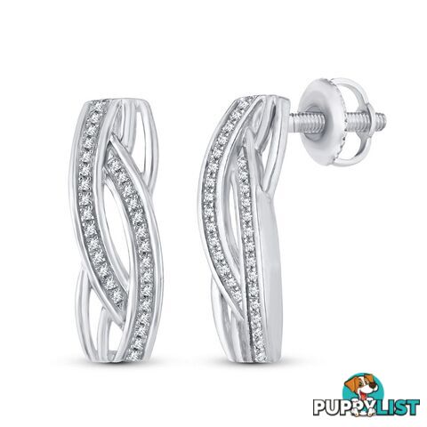 9ct White Gold, 0.12ct Diamond Earring